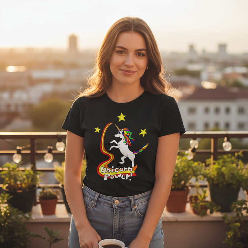 pumpkin unicorn shirt - in-use