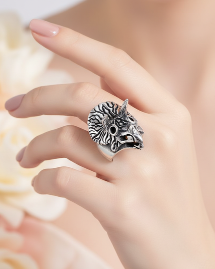 punk unicorn ring - in-use