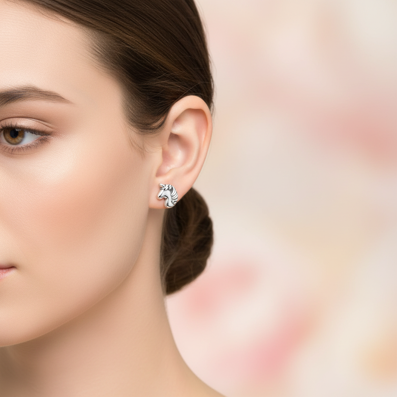 pure unicorn earrings - in-use