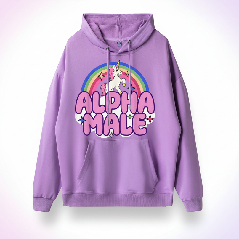 purple alpha male funny hoodie - white-bg