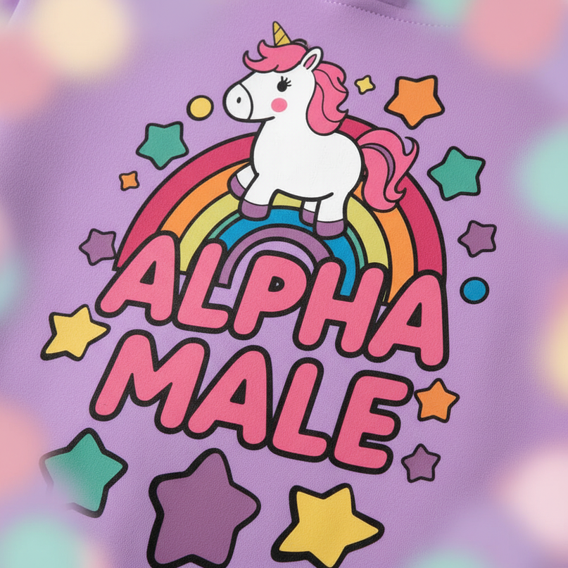 purple alpha male hoodie - detail