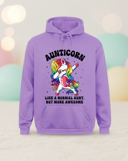 purple aunt unicorn hoodie - lifestyle