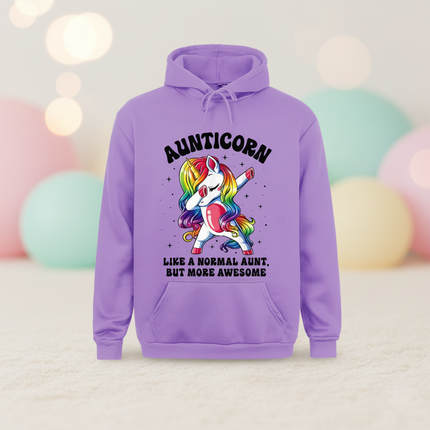 purple aunt unicorn hoodie - lifestyle