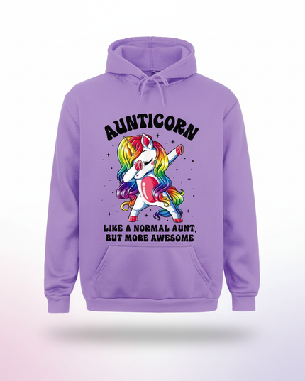 purple aunt unicorn hoodie - white-bg