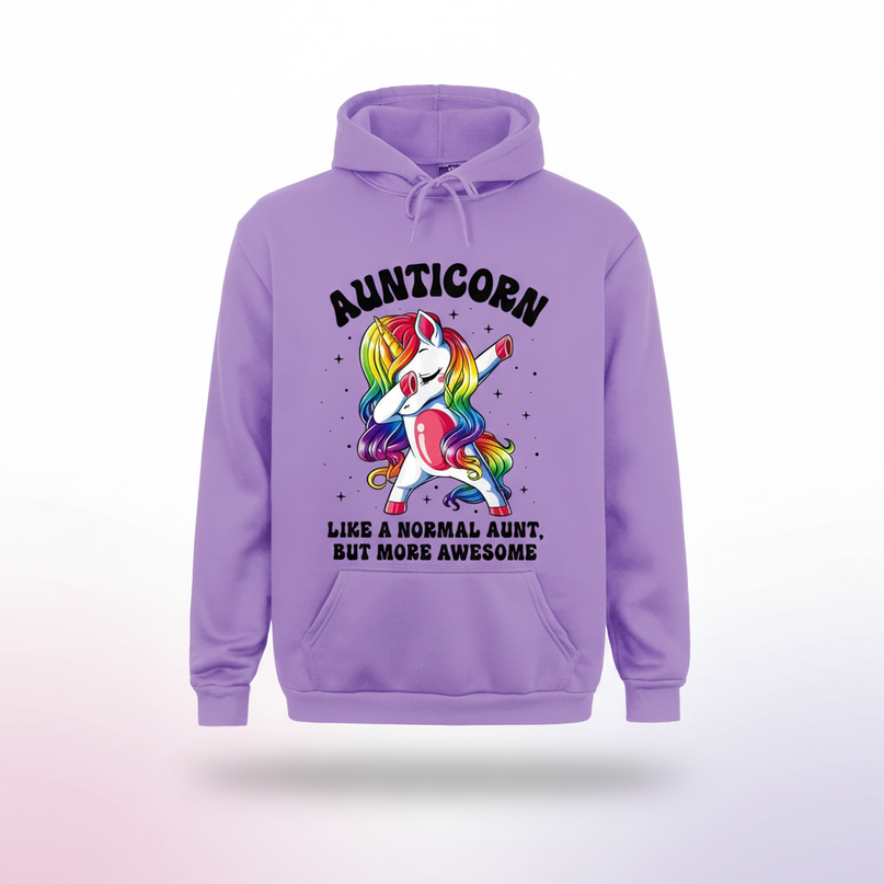 purple aunt unicorn hoodie - white-bg