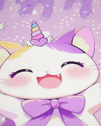 purple caticorn bedding - detail