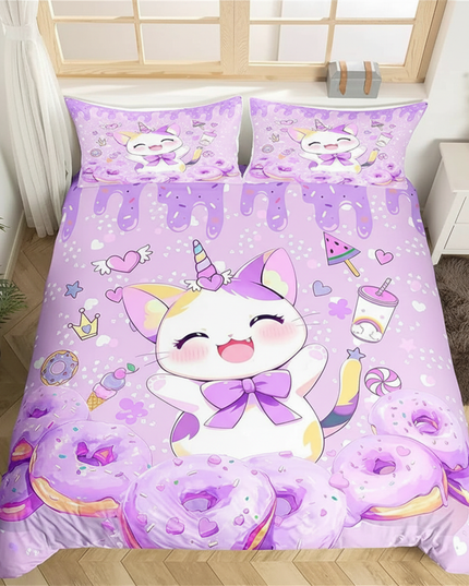 purple caticorn bedding - lifestyle