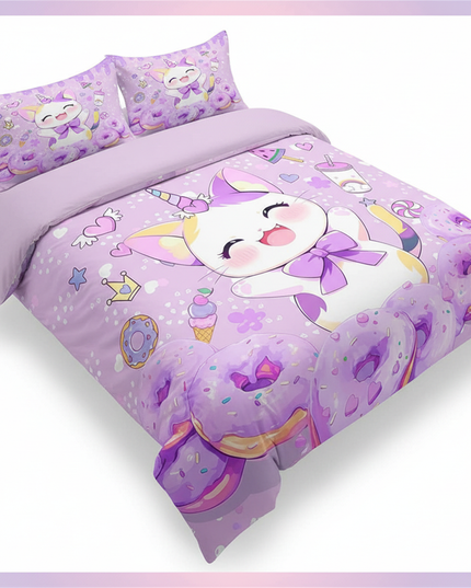 purple caticorn bedding - white-bg