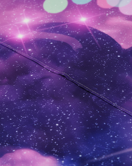 purple cosmic rearing unicorn bedding - detail