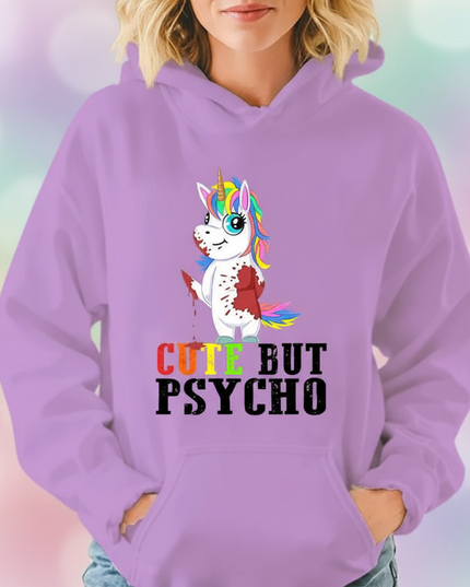 purple cute but psycho hoodie - detail