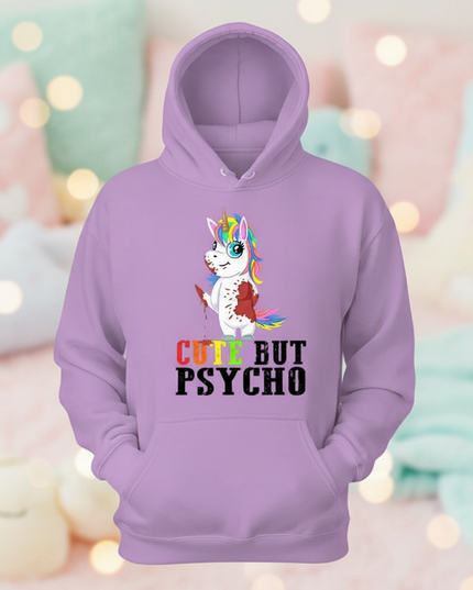 purple cute but psycho hoodie - lifestyle