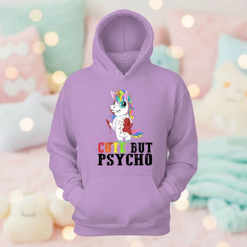 purple cute but psycho hoodie - lifestyle