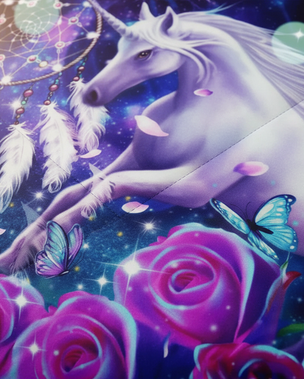 purple dreamcatcher unicorn bedding - detail