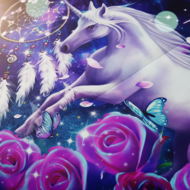purple dreamcatcher unicorn bedding - detail