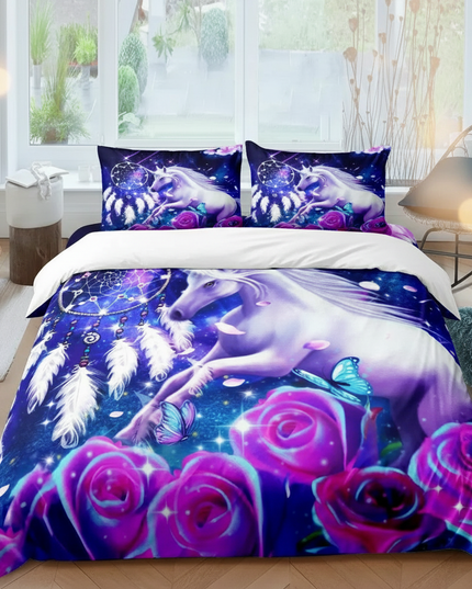 purple dreamcatcher unicorn bedding - lifestyle