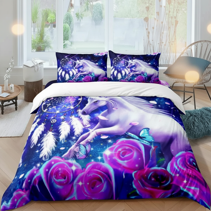 purple dreamcatcher unicorn bedding - lifestyle