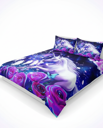 purple dreamcatcher unicorn bedding - white-bg