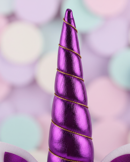 purple elastic unicorn horn - detail