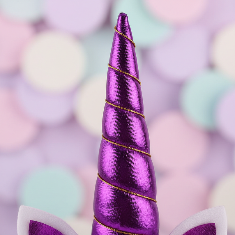 purple elastic unicorn horn - detail