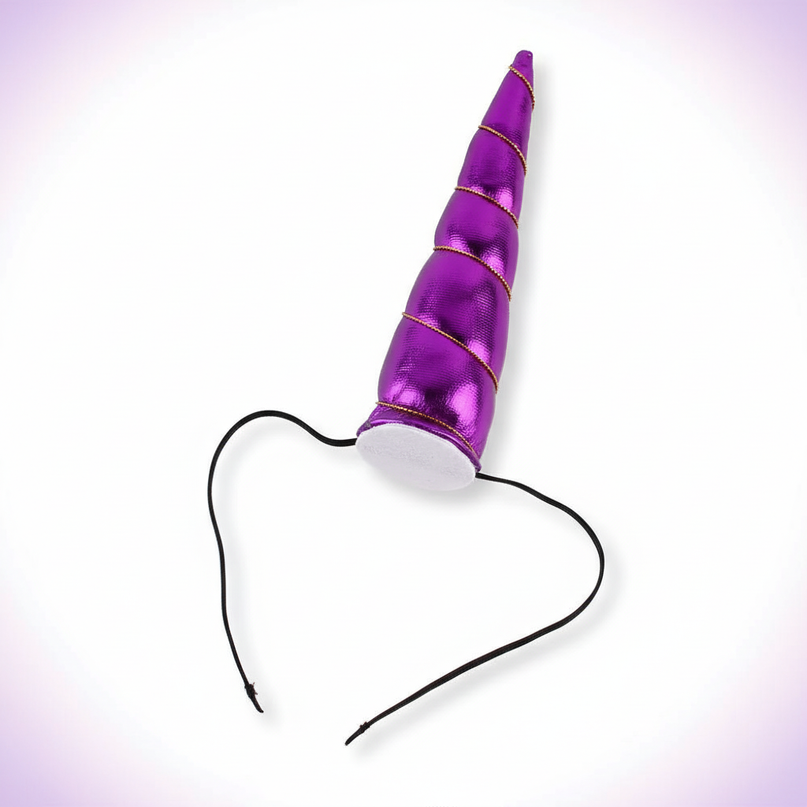 purple elastic unicorn horn - white-bg