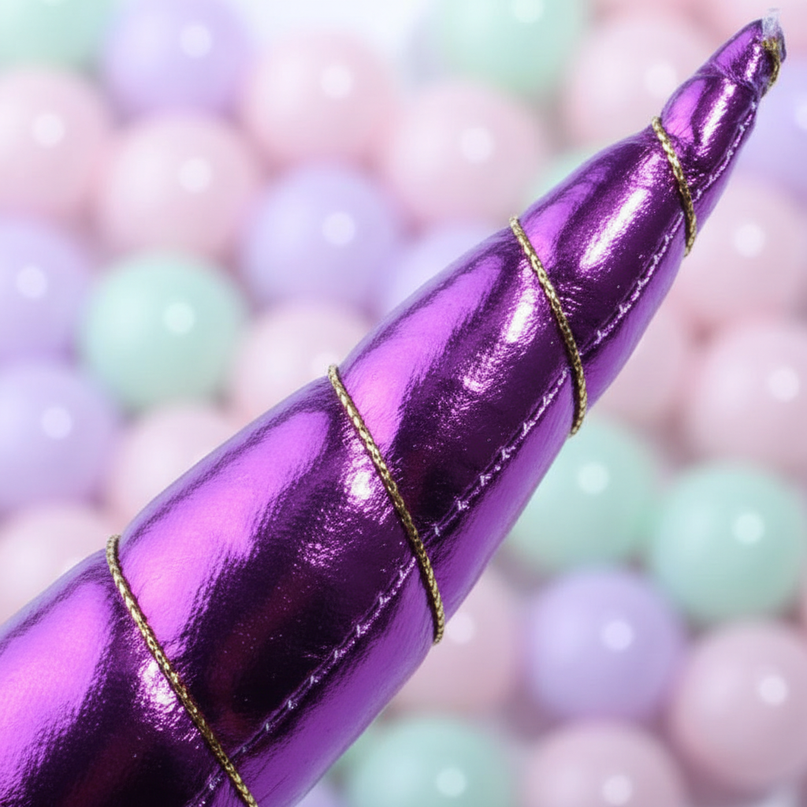 purple felt unicorn horn set - detail