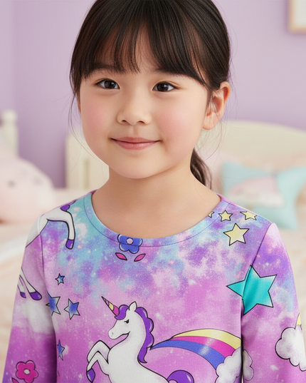 purple galaxy unicorn dress - detail
