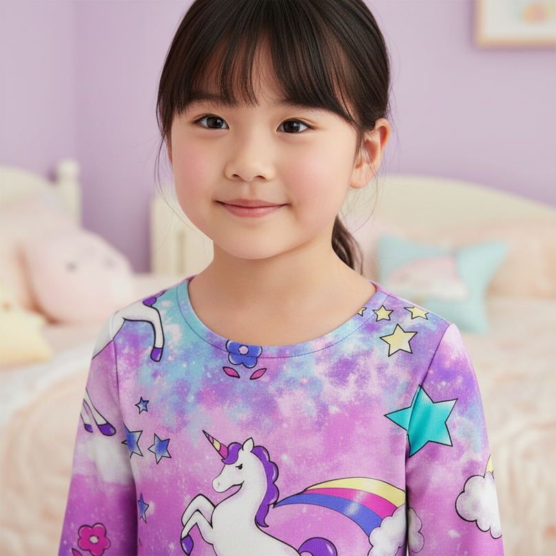 purple galaxy unicorn dress - detail