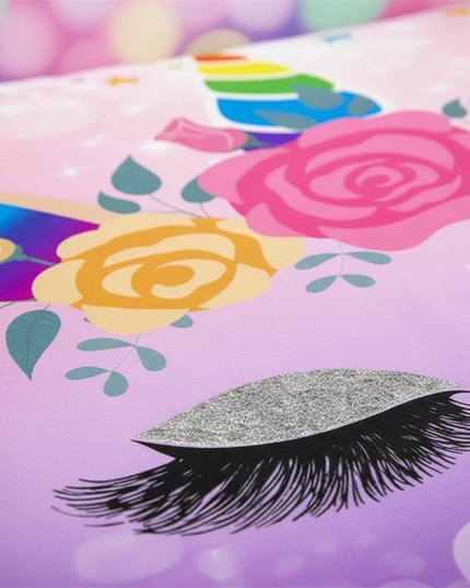 purple heart unicorn bedding - detail