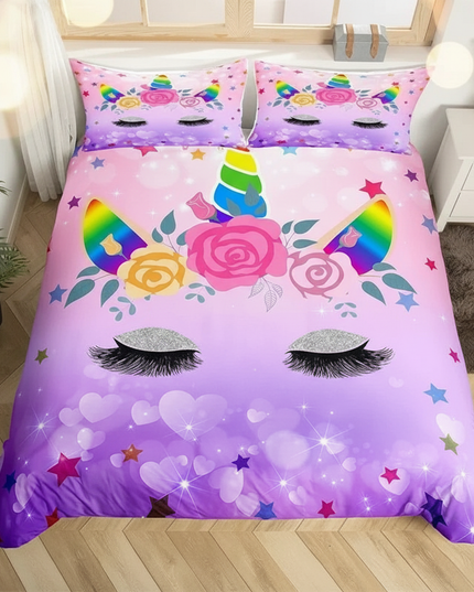 purple heart unicorn bedding - lifestyle