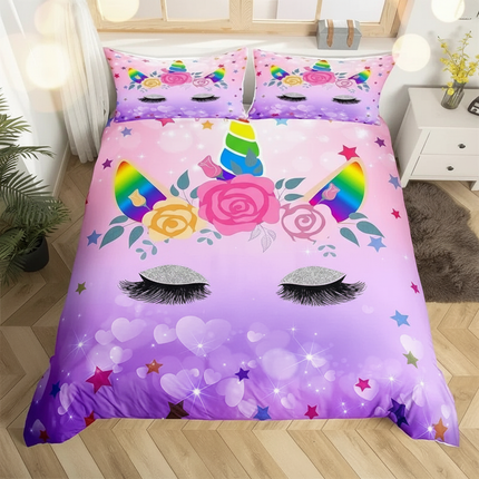 purple heart unicorn bedding - lifestyle