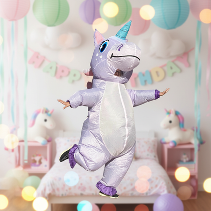 purple inflatable costume unicorn - lifestyle