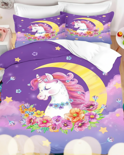 purple moon flower unicorn bedding - lifestyle