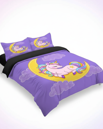 purple moon unicorn bedding - white-bg