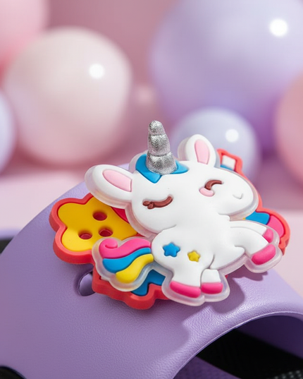 purple rotating unicorn slippers - detail