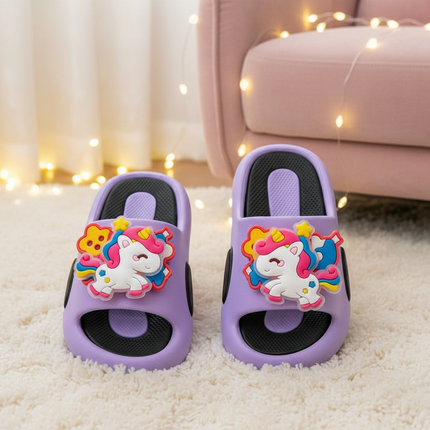 purple rotating unicorn slippers - lifestyle
