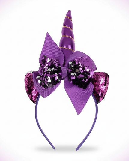 purple sequin unicorn headband - white-bg