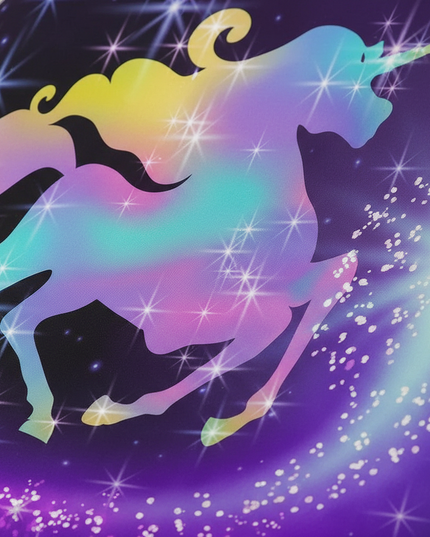 purple silhouette unicorn bedding - detail