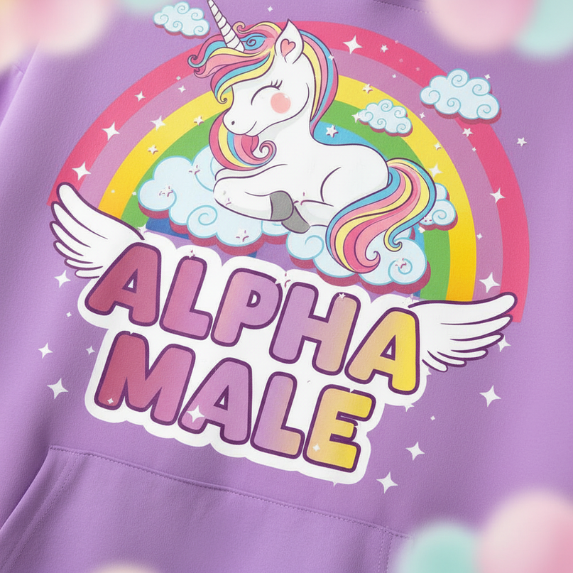 purple sleeping unicorn hoodie - detail