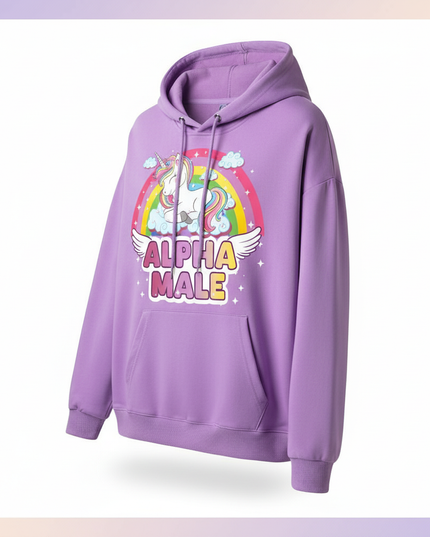 purple sleeping unicorn hoodie - white-bg