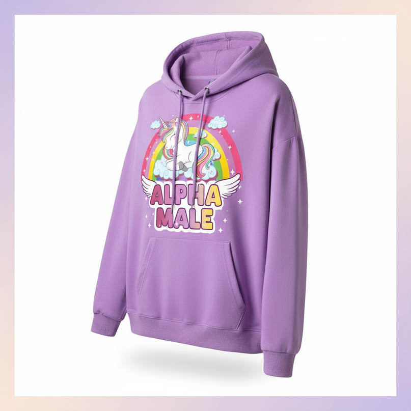 purple sleeping unicorn hoodie - white-bg