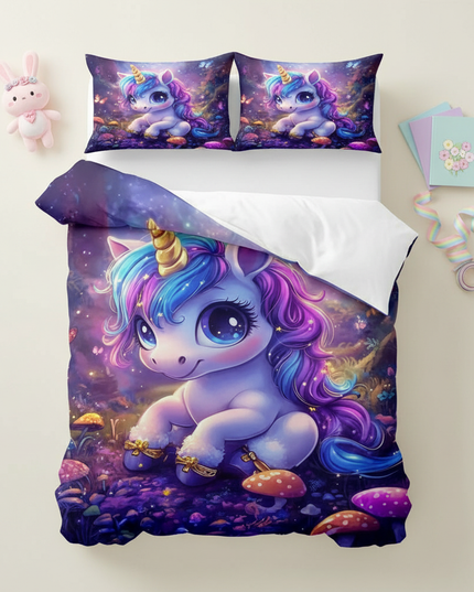 purple twin pegasus floral bedding - flat-lay