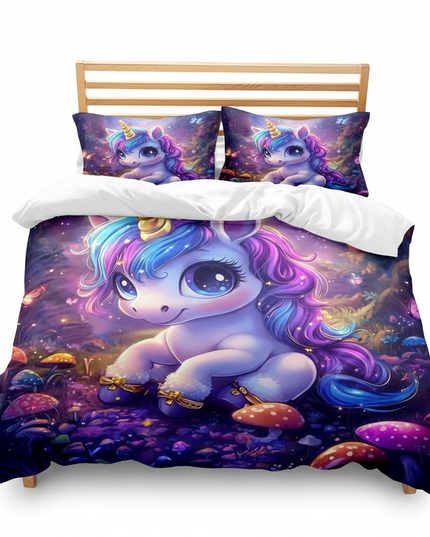 purple twin pegasus floral bedding - white-bg