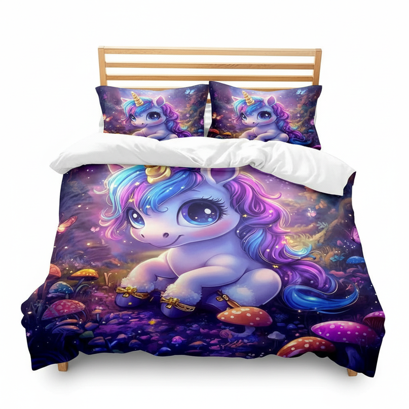 purple twin pegasus floral bedding - white-bg