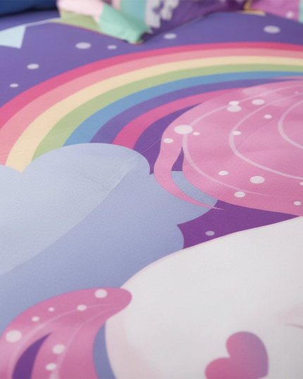purple twin unicorn bedding - detail