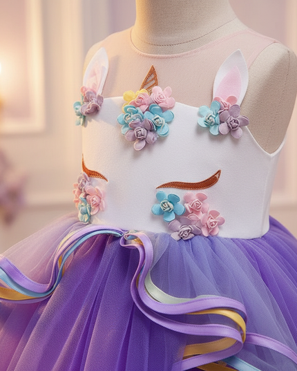 purple unicorn applique dress headband - detail