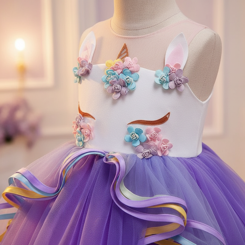 purple unicorn applique dress headband - detail