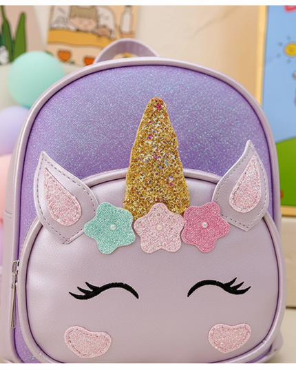 purple unicorn backpack - detail