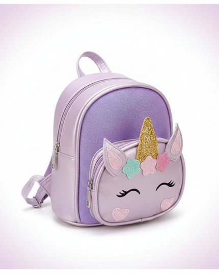 purple unicorn backpack - white-bg