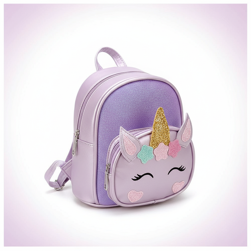 purple unicorn backpack - white-bg