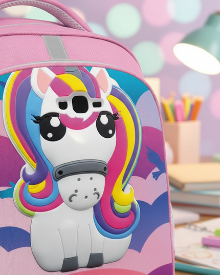 purple unicorn backpack school - detail